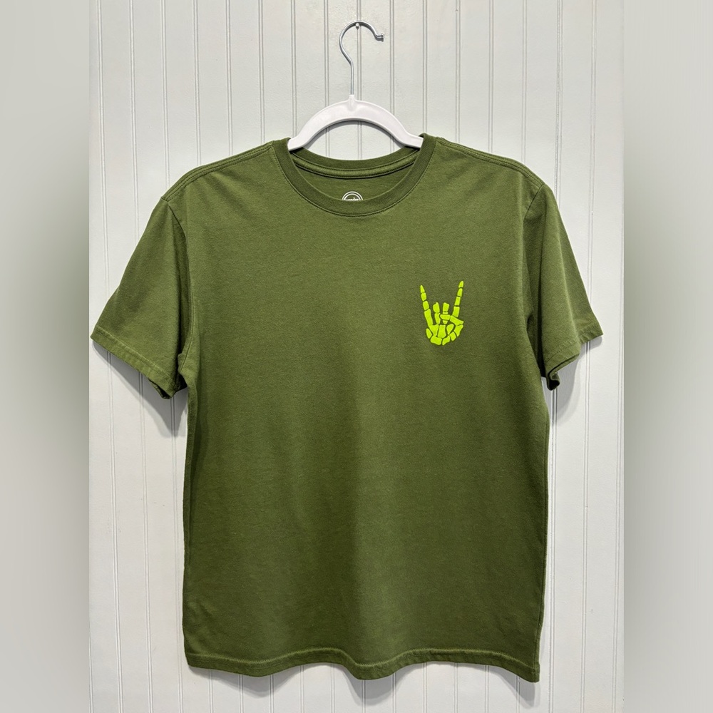 Wonder Nation Bones Rock On Graphic Tee Green Boys XL (14/16)